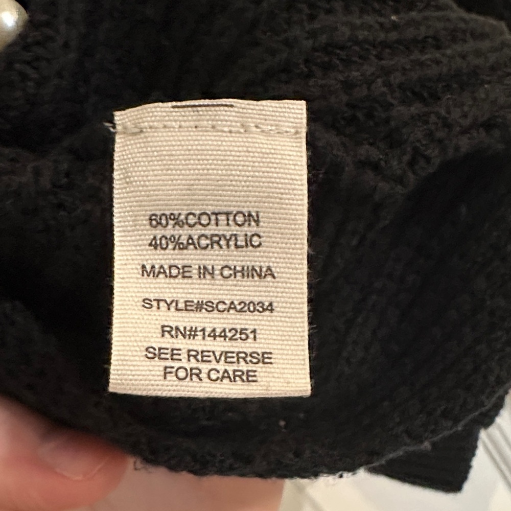 Jessica Simpson Black V-Neck Sweater with Pearl Accents - Picture 5 of 7